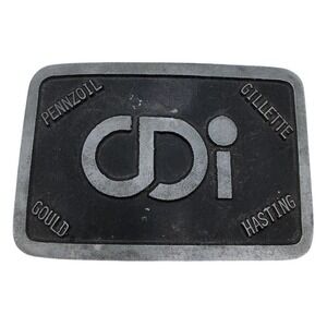 Vtg CDi Belt Buckle Gillette Hasting Gould Pennzoil Metal Arts OKC Rare